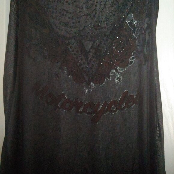 Harley Davidson Eagle Crystals Mesh Tank Biker Rocker Goth L - Picture 5 of 16